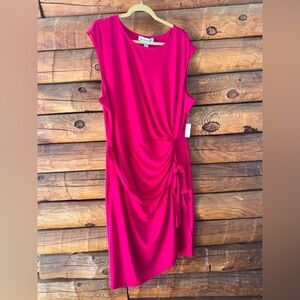 Amazon Essentials Fuchsia/Pink Midi Dress with Side Tie Draping